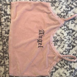 Velvet pink cropped “Angel” top / Size: S
